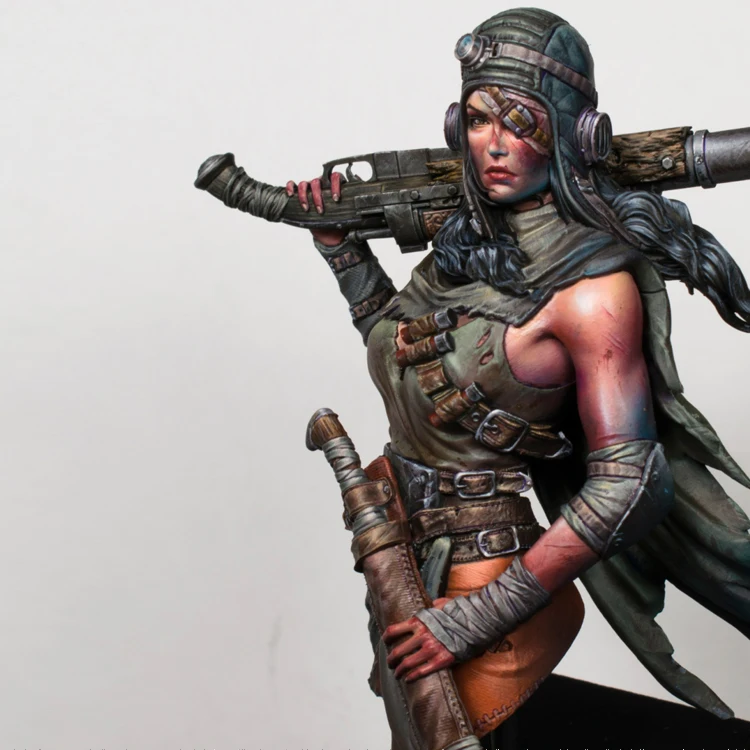 1/9 Scale Die-cast Resin Figure Model Assembly Kit Needs To Assemble The Machine Gun Girl Bust GK