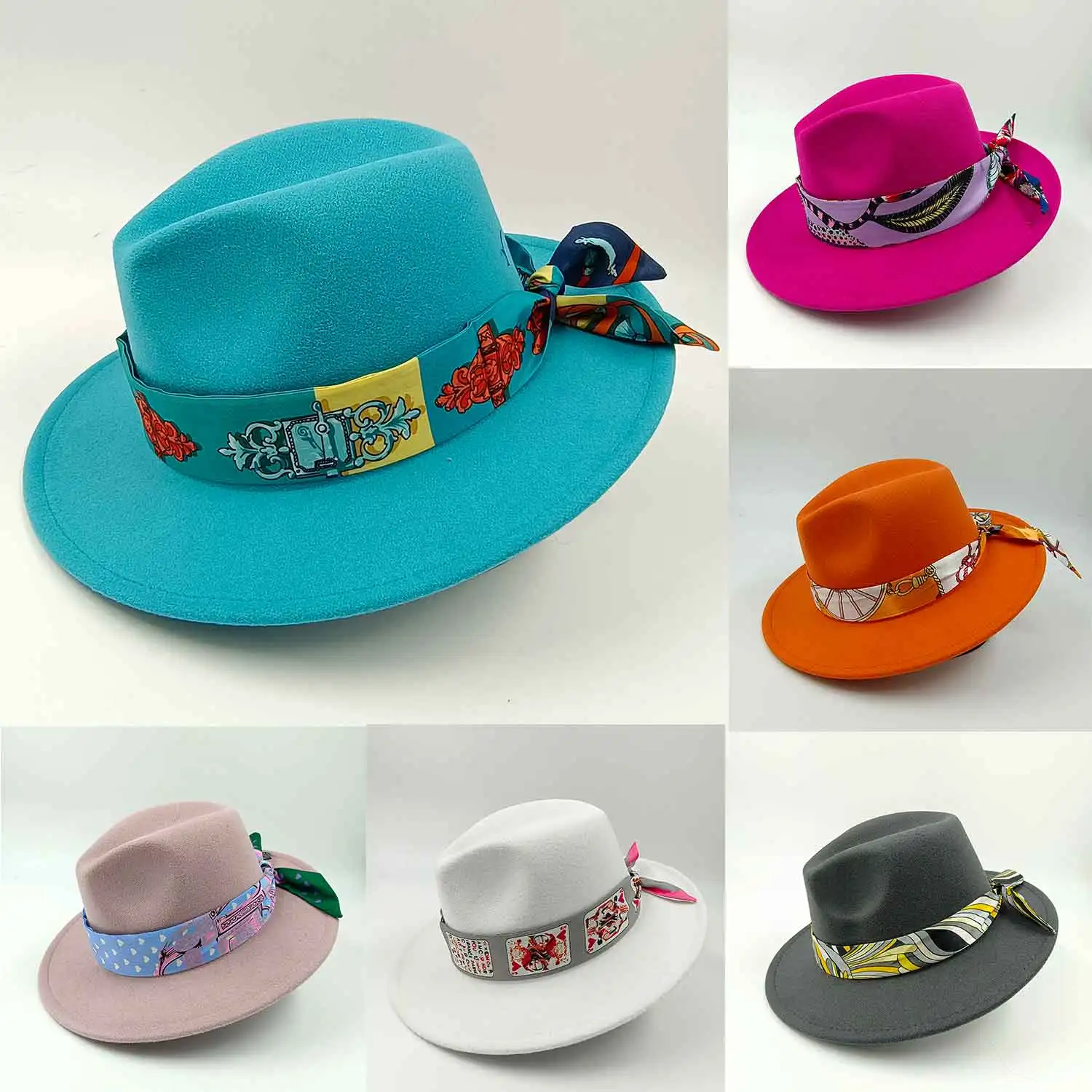 Fashion Ribbon Accessories Fedoras Hat for Women and Men Autumn Panama Jazz Cap Britain Style Elegant Retro Fedora Wide Brim Hat