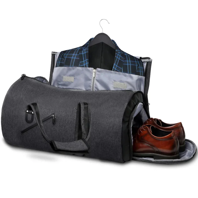 Foldable Travel Bag for Men Garment Bag for Carry-On/Trolley Multi-Function Shoulder Bag with Shoe Compartment Business Use
