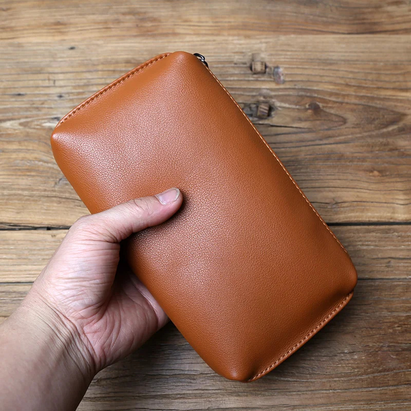 NZPJ männer Leder Lange Brieftasche Erste Schicht Rindsleder Zipper Clutch Tasche Retro Bank Karte Fall Weichem Leder Telefon Fall münze Fall – Detail 23