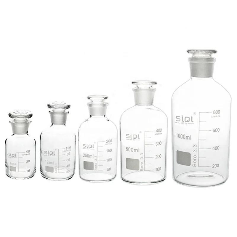 Yeni yüksek kaliteli küçük boyunlu reaktif şişesi yüksek bor silikon cam şişe 60ml -1000ml laboratuvar reaktif şişe