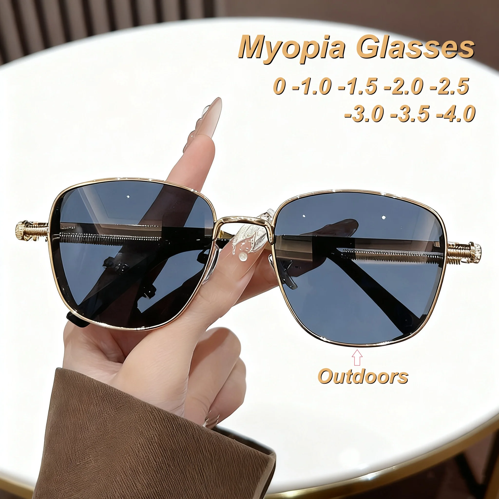 

Retro Personalized Metal Frame HD Women's Myopia Glasses Fashion Outdoor Neutral High Quality Minimalist Punk Style Glasses