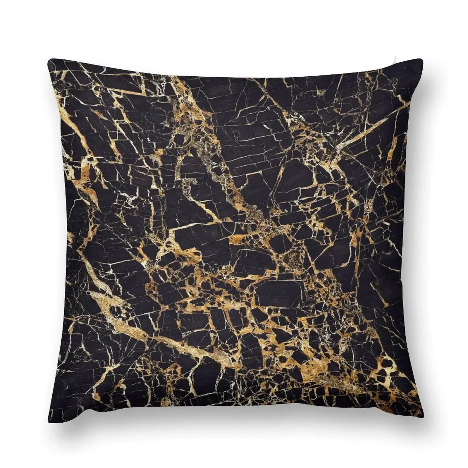 

Black and Gold Marble - Gold Veined Throw Pillow Couch Pillows christmas supplies pillow