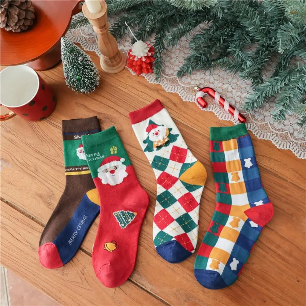 

Cute Christmas Tree Christmas Socks Cotton Thickened Happy Christmas Socks Middle Tube Socks Warm Female Hosiery Ladies