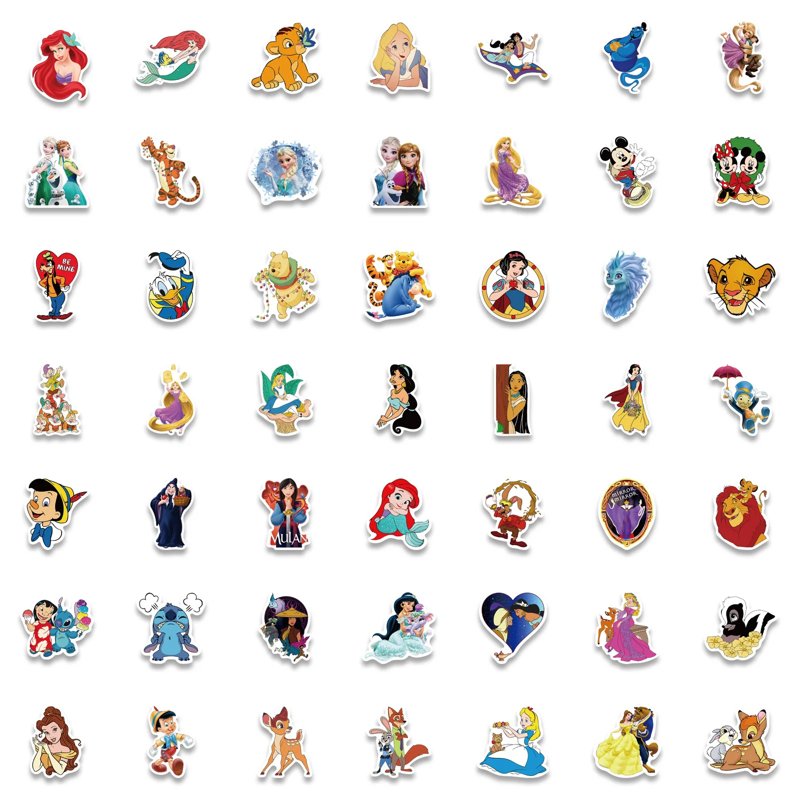 50/100pcs Disney Mix Cartoon Stickers Micky Princess Decal Laptop Diary Scrapbook Waterproof Graffiti Kid Toy Sticker Gift