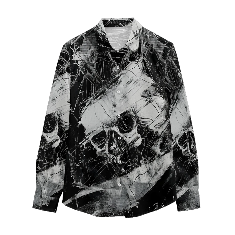 Skeleton texture printed pattern long sleeved shirt, Spring and Autumn new style