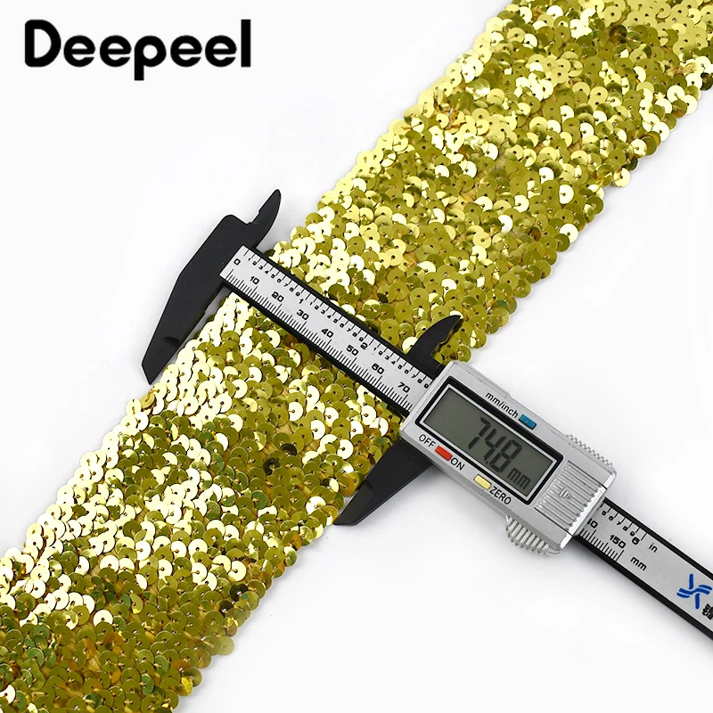 Deepeel 75mm Sequins Laces Elastic Band Garment Lace FabricTrimming Stretch Ribbon Wedding Dress Decorative Tape DIY Accessories