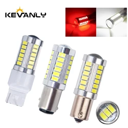 KEVANLY 2pcs Strobe Flash T20 LED P21/5W BAY15D 1157 1156 ba15s 7443 5630 33SMD Car brake Bulb red blink led Tail Stop Light 12v