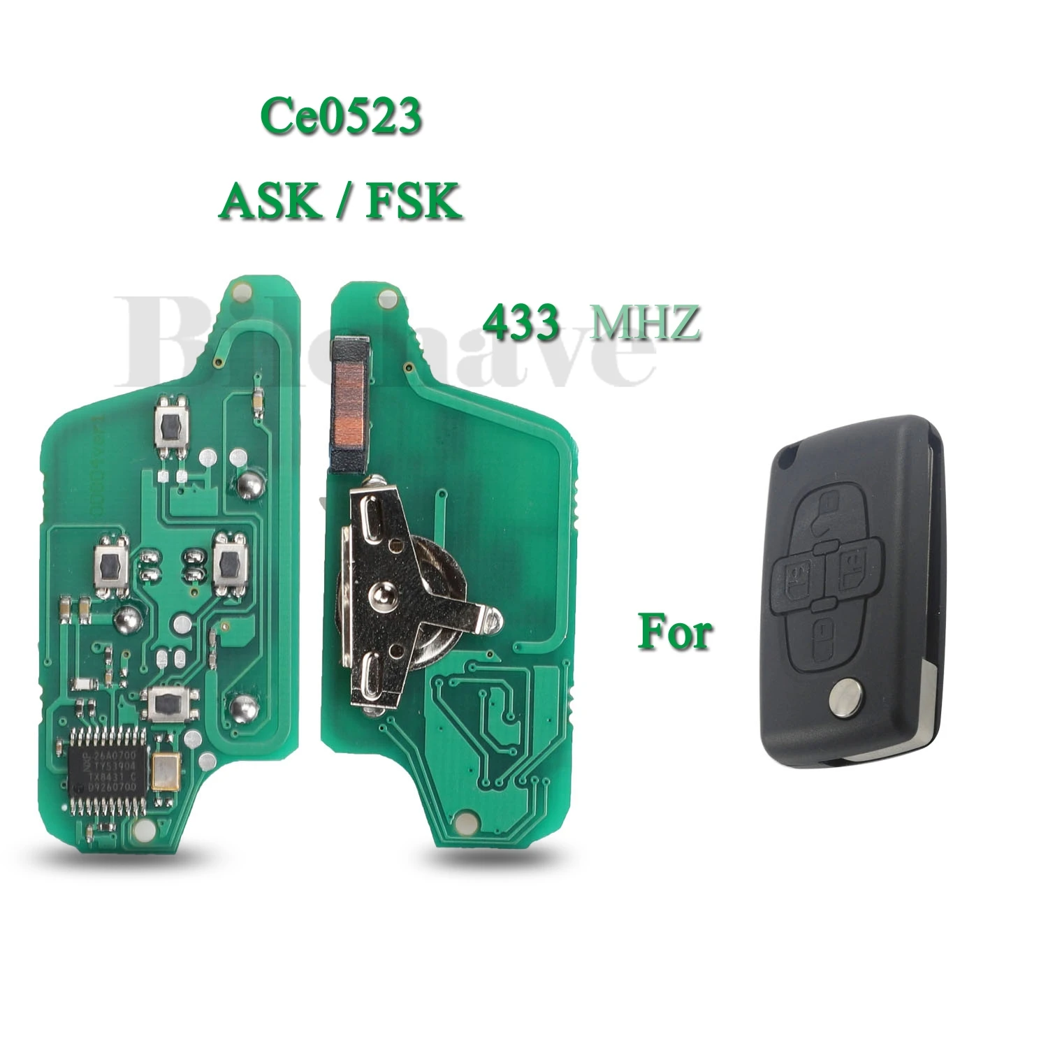 jingyuqin ASK/FSK 433Mhz 4 Buttons Flip Remote Car Key Circuit Board For Peugeot 1007 For Citroen C8 VA2/HU82 Blade CE0523