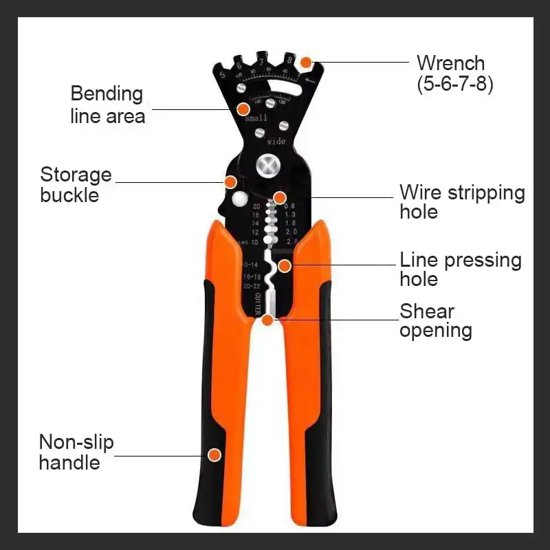 alicate de crimpagem multifuncional para eletricista wire stripper cabo cutter terminal hand tools 01