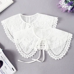 Womenâs Summer Chiffon Fake Collar Female Detachable Shirt False Collar Girls Floral Embroidered Doll Collar Tops Accessories