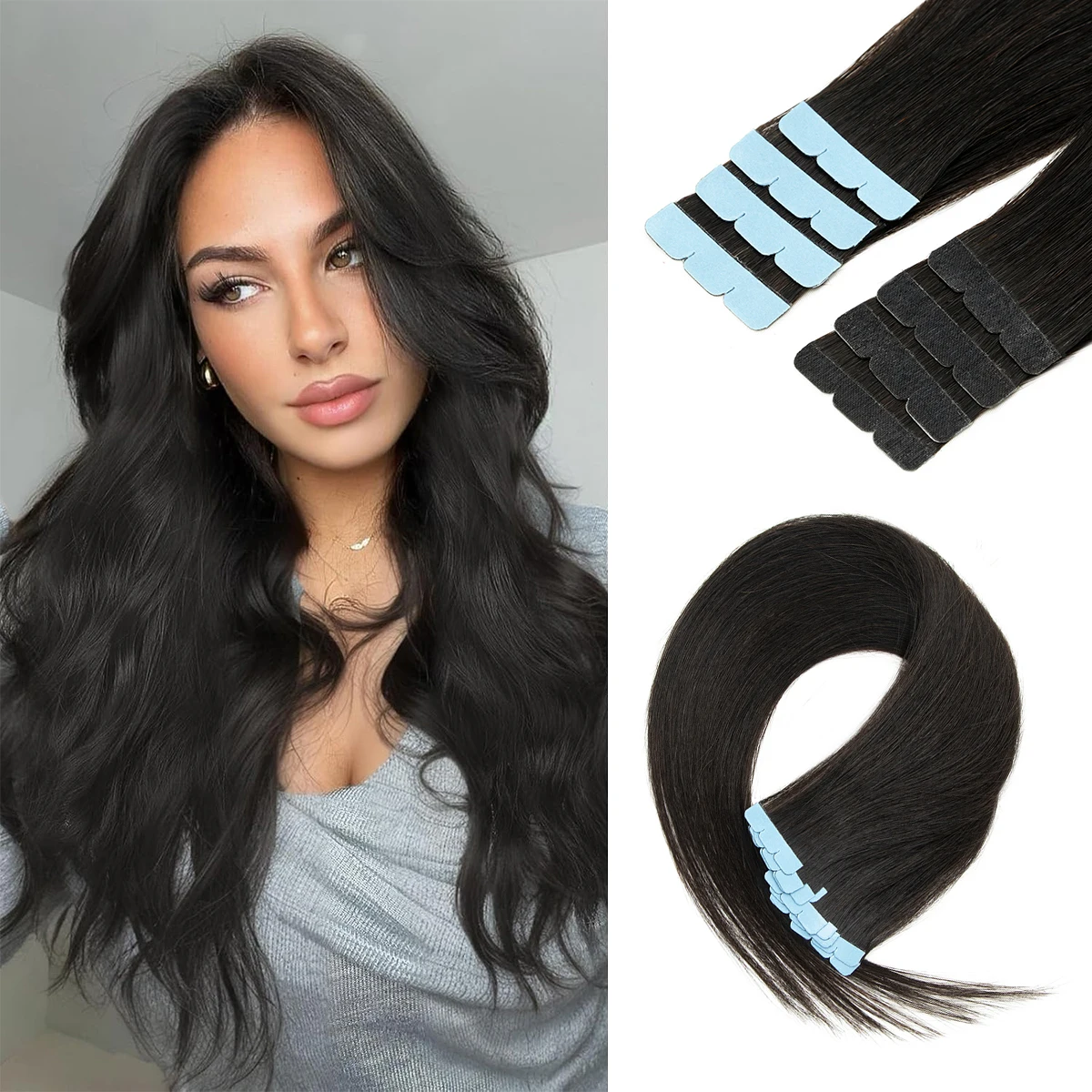 เทปต่อผมแบบมินิ ผมแท้ ขนาด 3x0.8 ซม. แบบเทปขนาดเล็ก 360 °   มูฟเมนท์ ฟอร์ แอดด์ ไซด์ แฮร์ วอลลุ่ม เพียง 10 ชิ้น