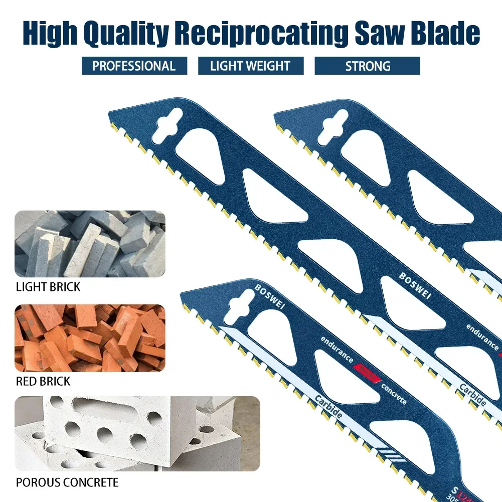 Tungsten Carbide Alloy Reciprocating Saw Blade Hard Alloy Saber Saw Aerated Cement Bricks Concrete Stone Demolition Cutting Tool