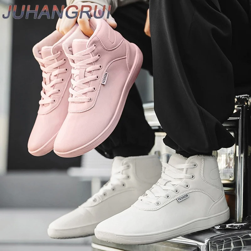 Winter Unisex Wide Toe Box High-Top Snow Boots Thermal Plush Lined Non-Slip Couple Comfortable Outdoor Sneakers Winter Warm Shoe