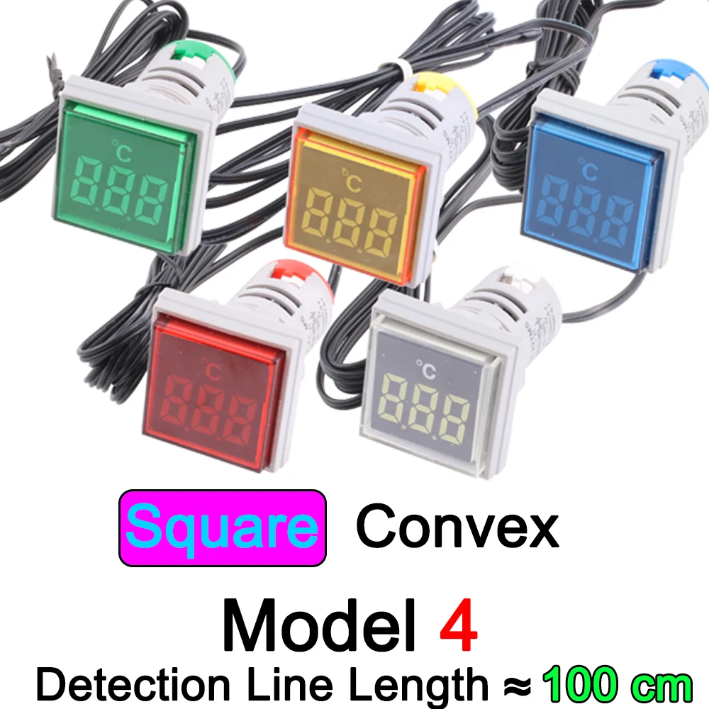 22mm Mini thermometer plastic LED digital 20-119 Celsius 50-380V AC Blue Red White Yellow Green pilot light temperature meter