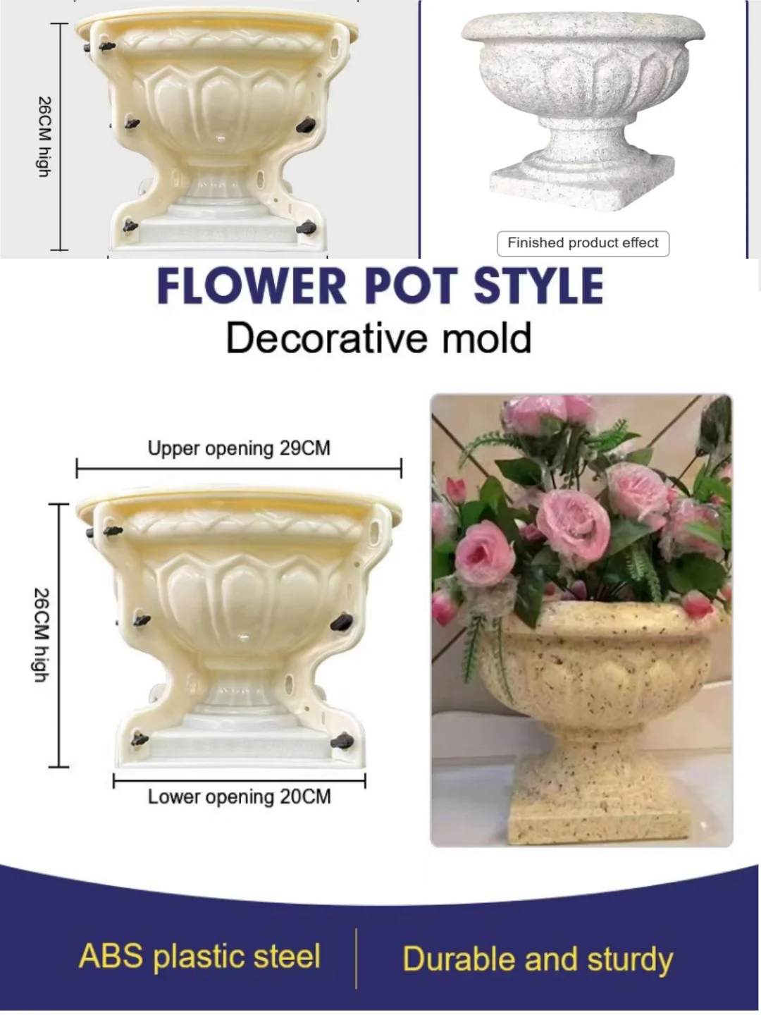 Перила в стиле цветочного горшка, декоративная пластиковая форма для литья бетона, устойчивая к старению и деформации, многоразовая, простая в эксплуатации