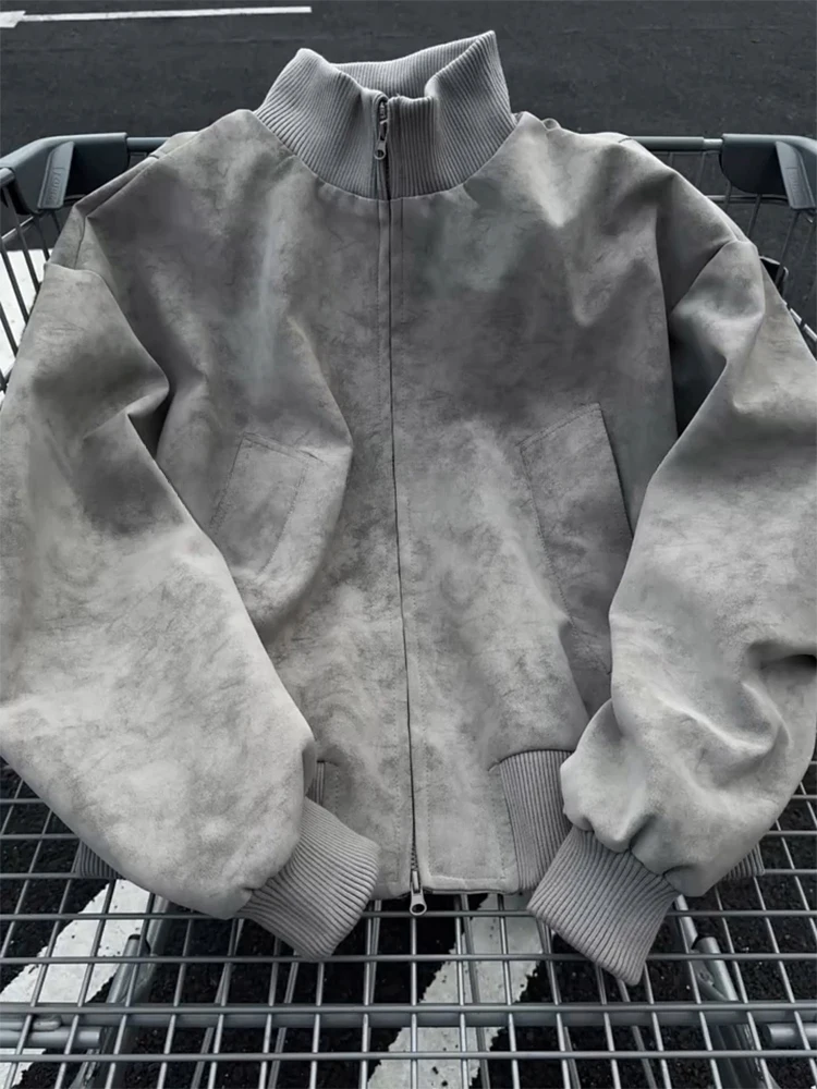 

Men's ort Bomber Flight PU Leather Jaet Cool Dyeing American Sle Windproof Casual Jaet for Outdoor And Daily Wear