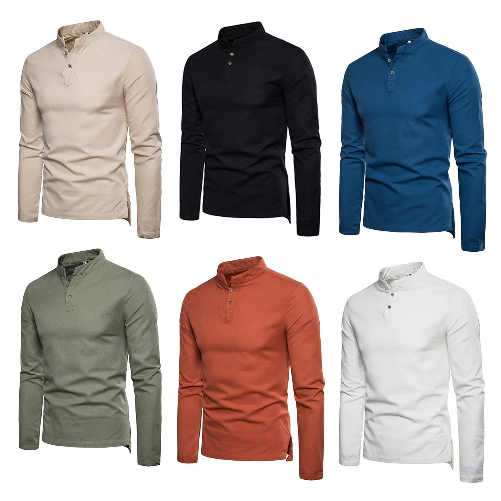 

Spring Autumn New Men's Casual Stand Collar Color Knitted Sweater round Ne Long Sve Youthful Sle Overhead Wear