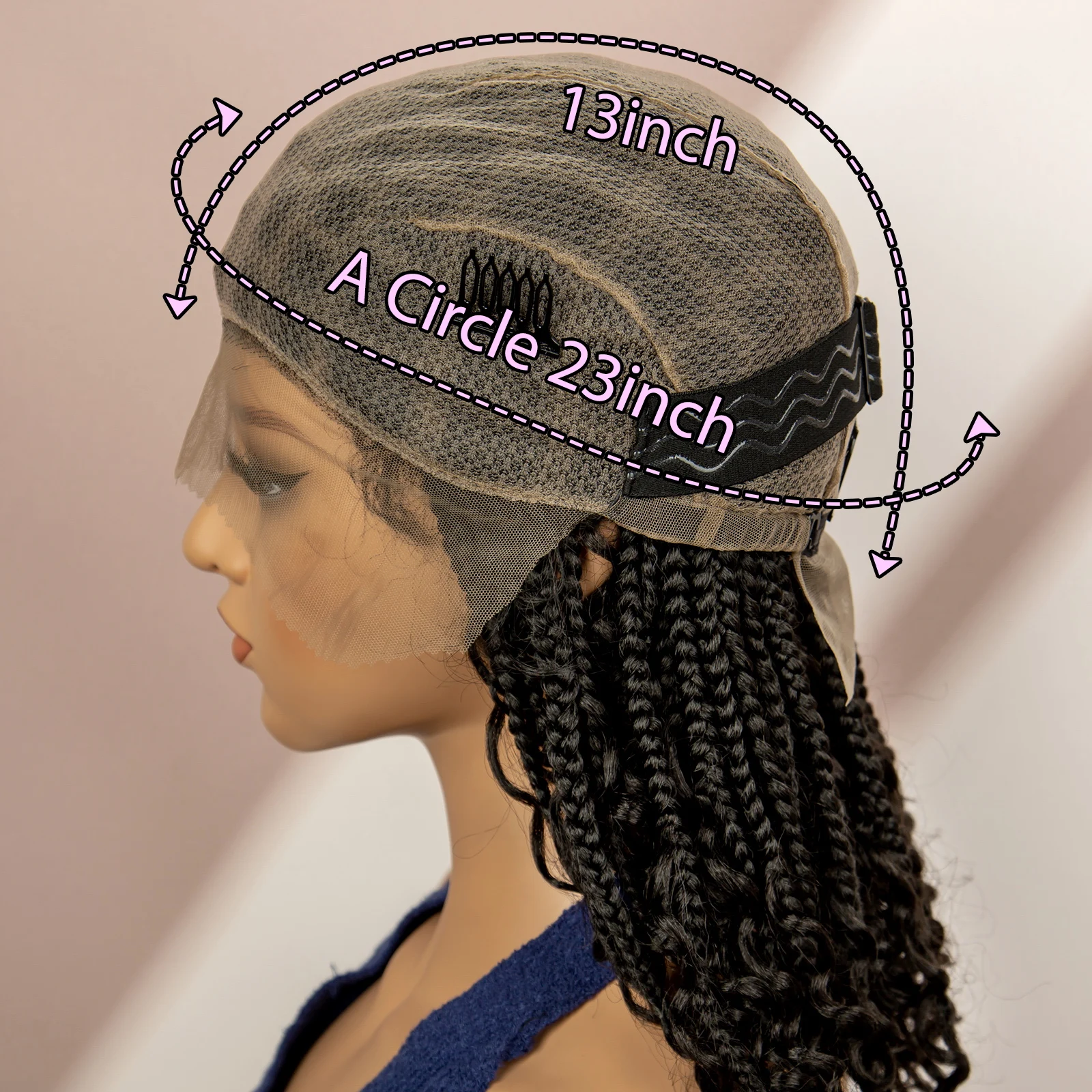 Pelucas trenzadas en caja, pelucas sintéticas de encaje completo para mujeres, pelucas trenzadas de pelo rizado con pelo de bebé, pelucas Afro de pelo trenzado corto