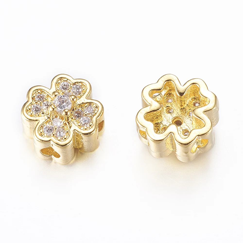 PandaHall 30 Stück Rack-geprägte Messing-Mikro-Pavé-CZ-Blumenperlen, 8x5mm für Perlenarmbänder, Halsketten, Schmuckherstellung & Perlenarbeiten – Detail 5