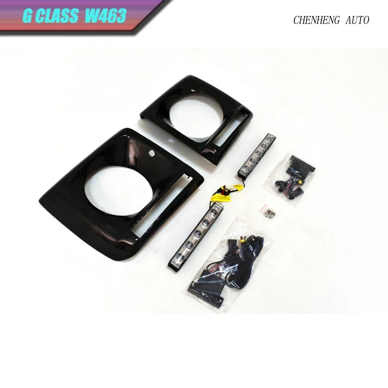 G Class for W463 G550G500g63g65G350D Before 2018y Car  Headlight Cover Carbon Fiber  Headlight Decorative Frame With LED Light