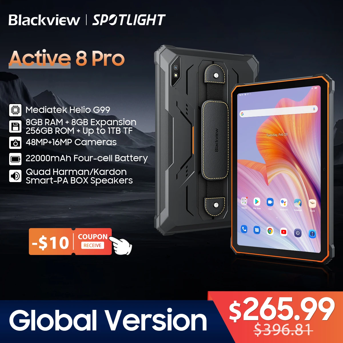 [World Premiere] Blackview Active 8 Pro Rugged Tablets Android 14 10.36