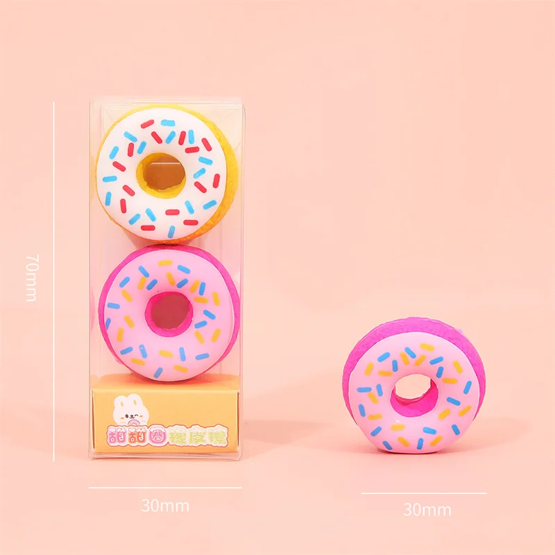 Imagem -05 - Kawaii Doughnut Eraser para Crianças Escrita Fofa Desenho de Borracha Lápis Borrachas Artigos de Papelaria Material de Escritório Escolar 48 Pcs por Lote