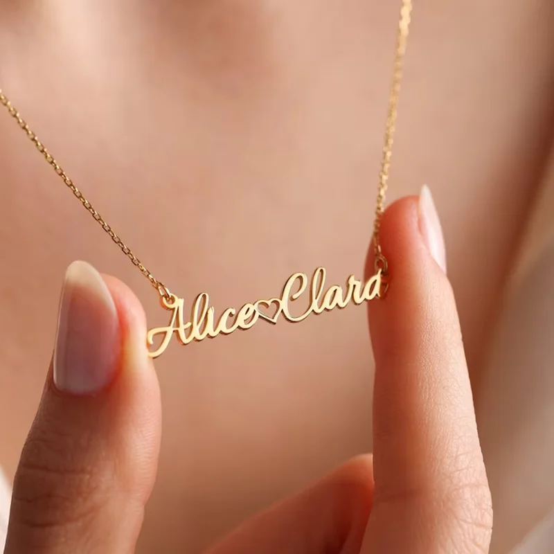 

Personalized Double Name Necklace Customized Name Stainless Steel Necklace as a Birthday and Anniversary Gift for Your Partner