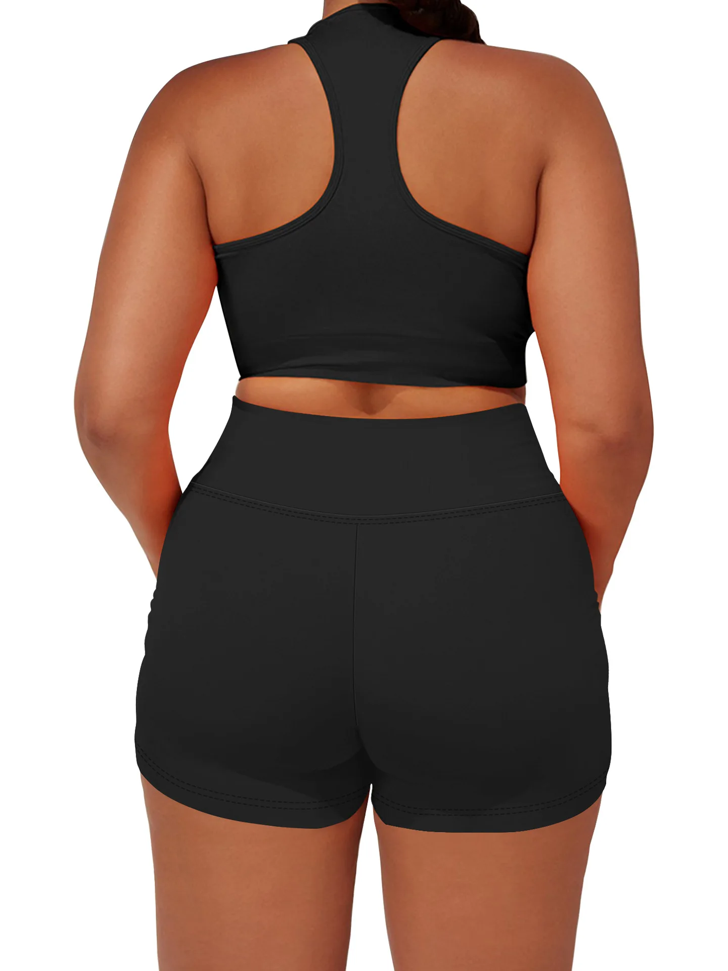 Yoga-Shorts in Übergröße für Damen, hohe Taille, Seitentasche, Workout, Laufhose, dehnbar, sportlich, Sommermode, schmale Shorts – Detail 15