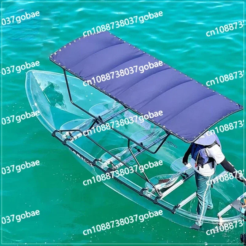 8 People Transparent with Awning Outdoor Internet Celebrity Glass Boat Transparent Paddle in Sea Tourist Attractions