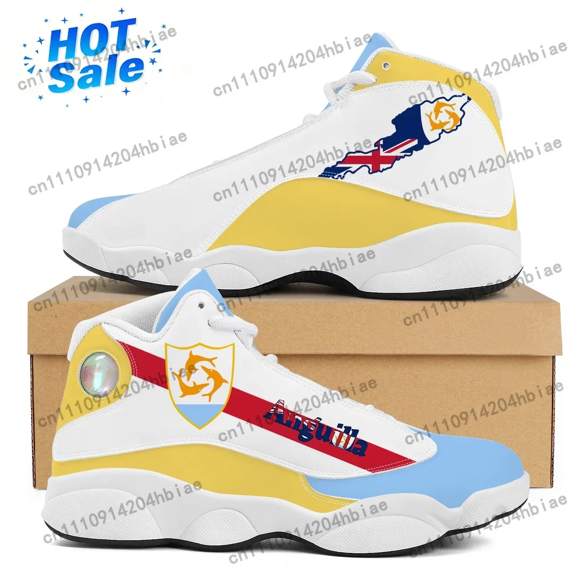 ANGUILLA Flag Print Custom Cool Mens Womens Basketball Sneakers Custom POD Tennis Shoes for Male Teens High Quality Sneakers