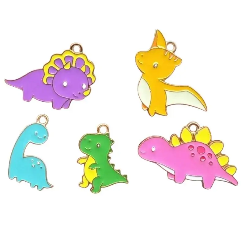 10 Stück Niedliche Cartoon-Dinosaurier-Emaille-Anhänger, Glatte Legierungsanhänger für DIY-Schlüsselanhänger, Schmuckherstellung und Handarbeiten – Detail 6