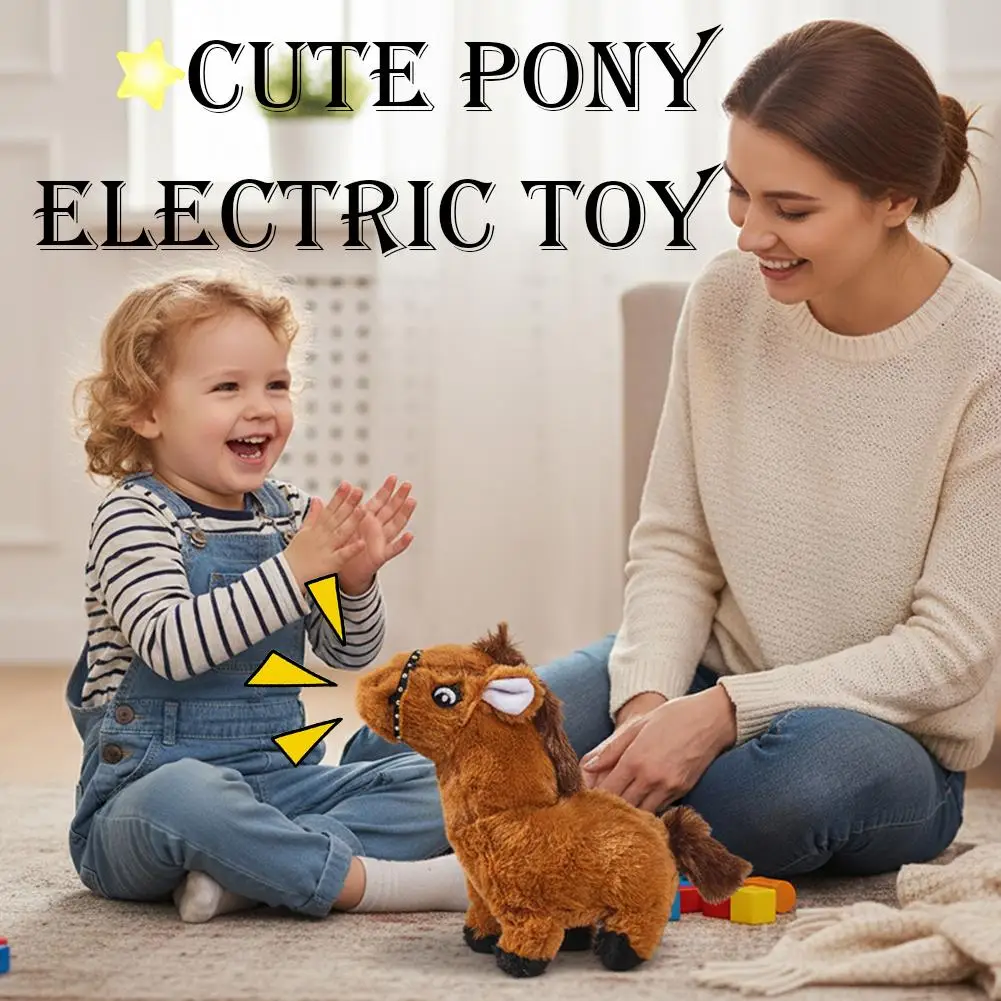 1Interactief Pluche Elektrisch Paard Speelgoed Realistisch Lopen Pony Schattig Elektronisch Huisdier Voor Kinderen Jongens Meisjes Zonder Batterij U1U4