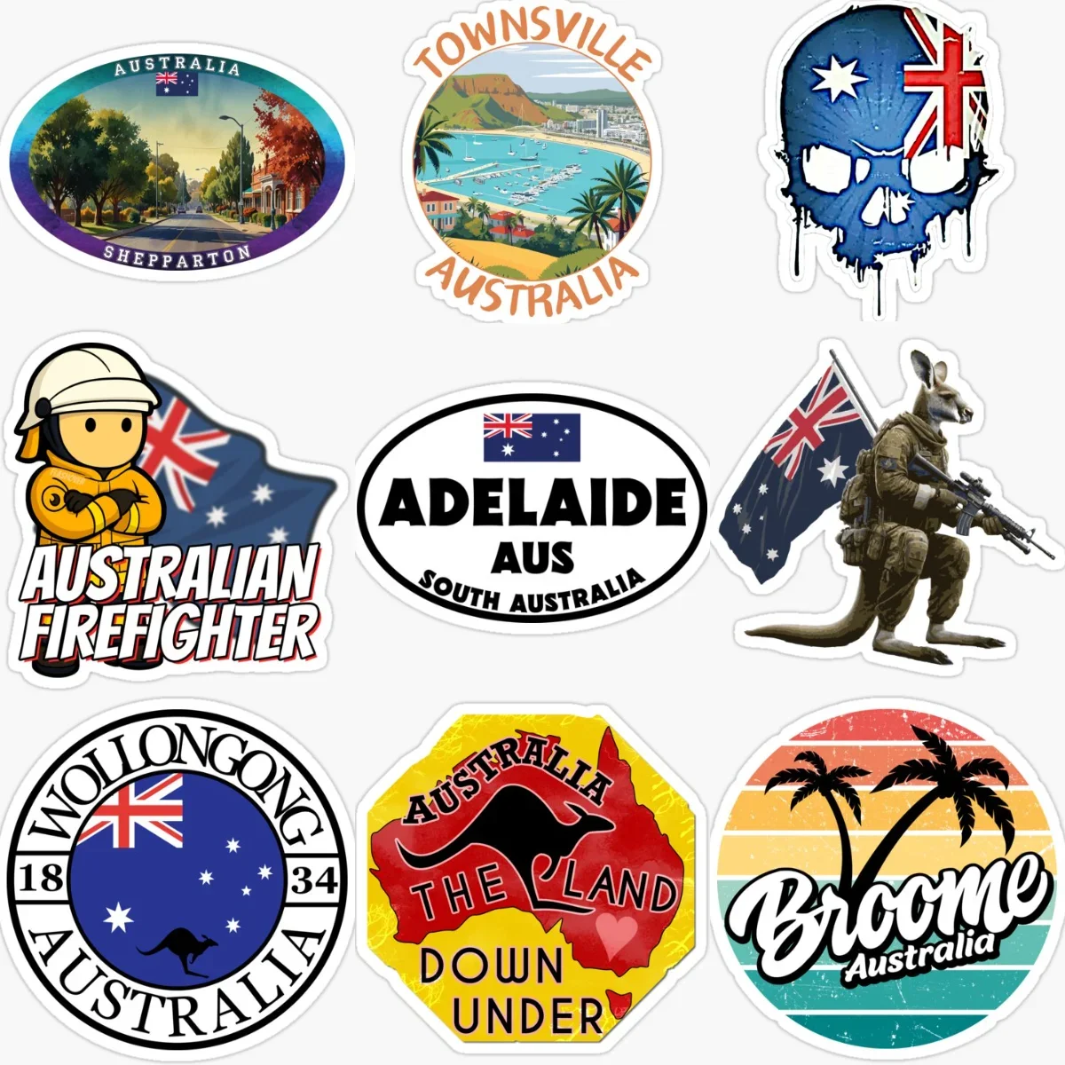 

AUS Australia Flag Map Scenery Emblem Creative PVC Car Stickers for Car Bicycle Helmet Window Off-road Decoration Accessories