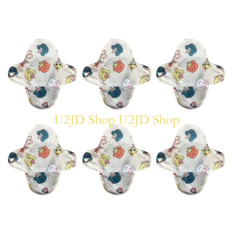 U2JD Pack Of 6 Reusable Cotton Menstrual Pad Sanitary Pad Period Mat For Comfortable User Friendly Period Protections