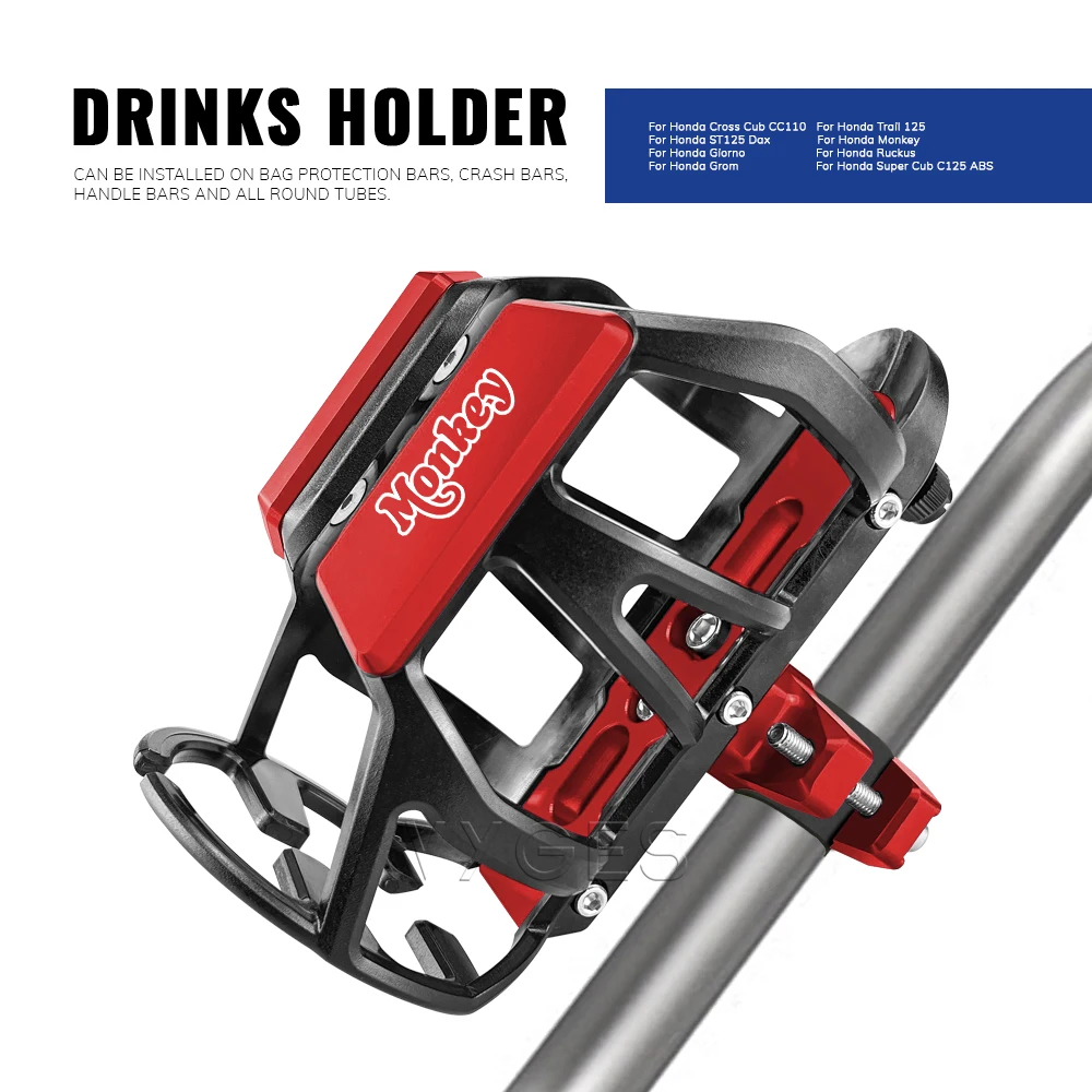 

For Honda Cross Cub CC110 Trail 125 ST125 Dax Monkey Giorno Motorcycle Beverage Water Bottle Cage Drinks Holder Water Cup Holder