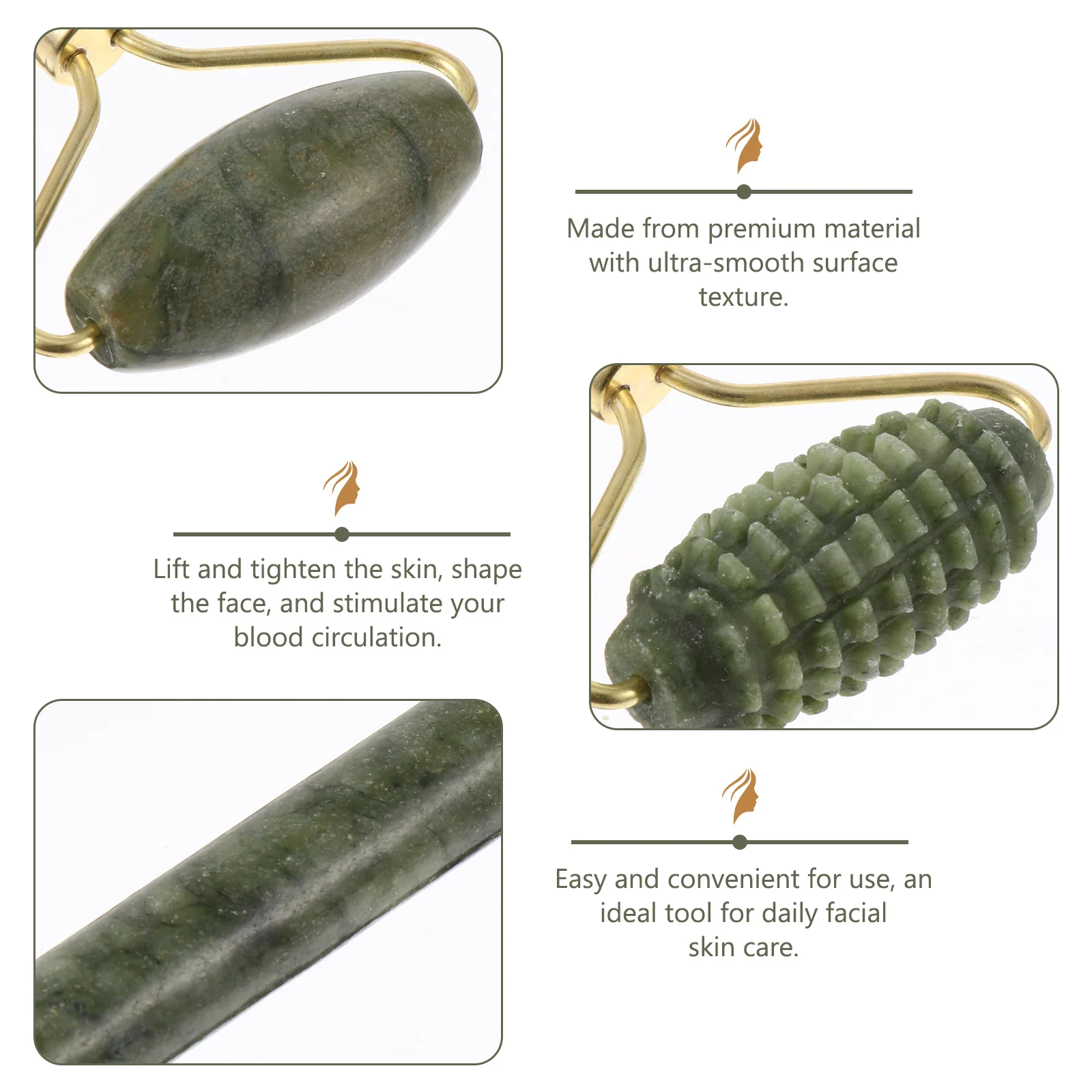 2Pcs Jade Roller Facial Skin Massager Lifting Tighten Face Neck Body Wrinkles Jade Stone Gua Sha Scraping Tool