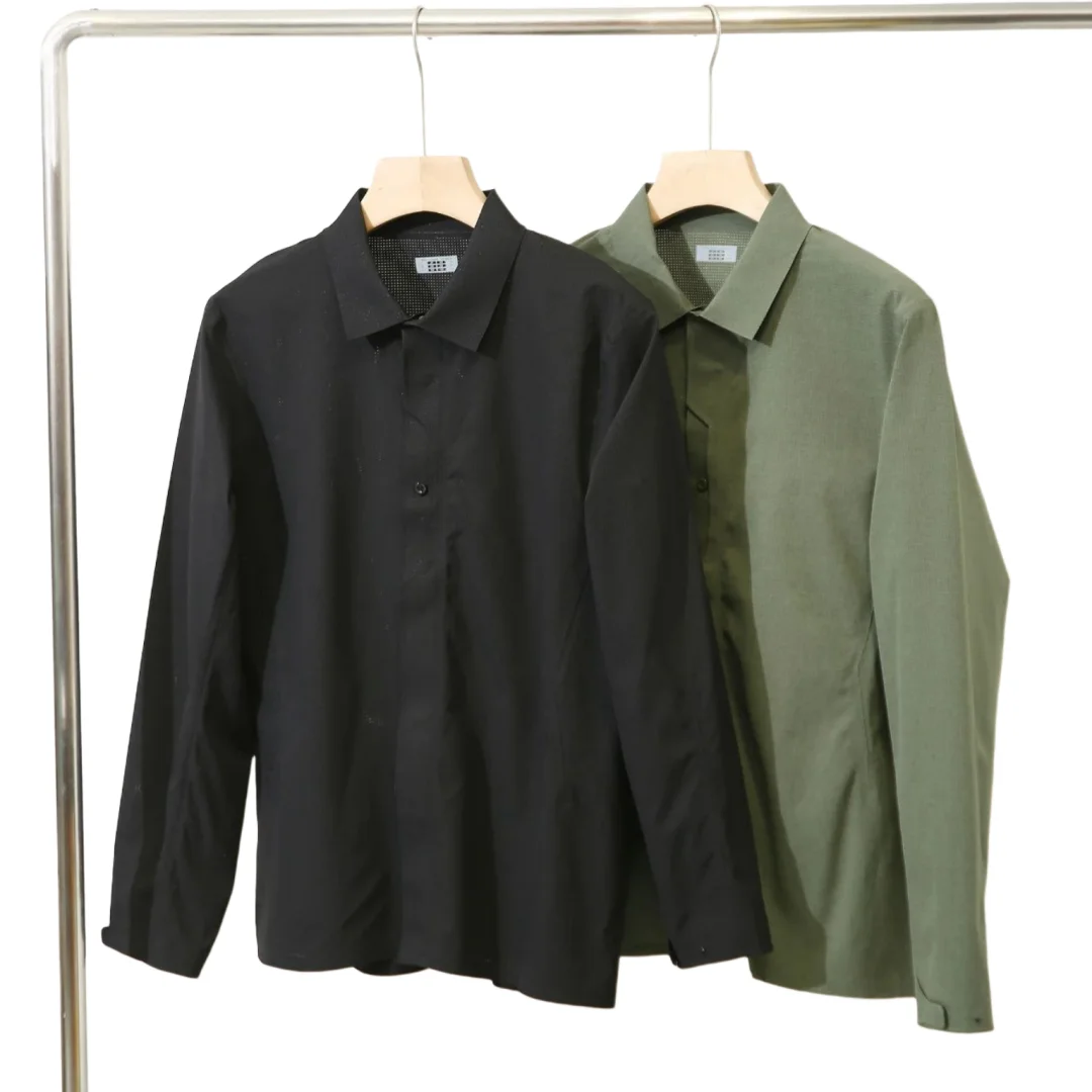 

Qui Dry Breathable Outdoor Casual Men's Long Sve irt Sl Glue Pring Nylon Fiber Stand Fit Faion Urban Sle