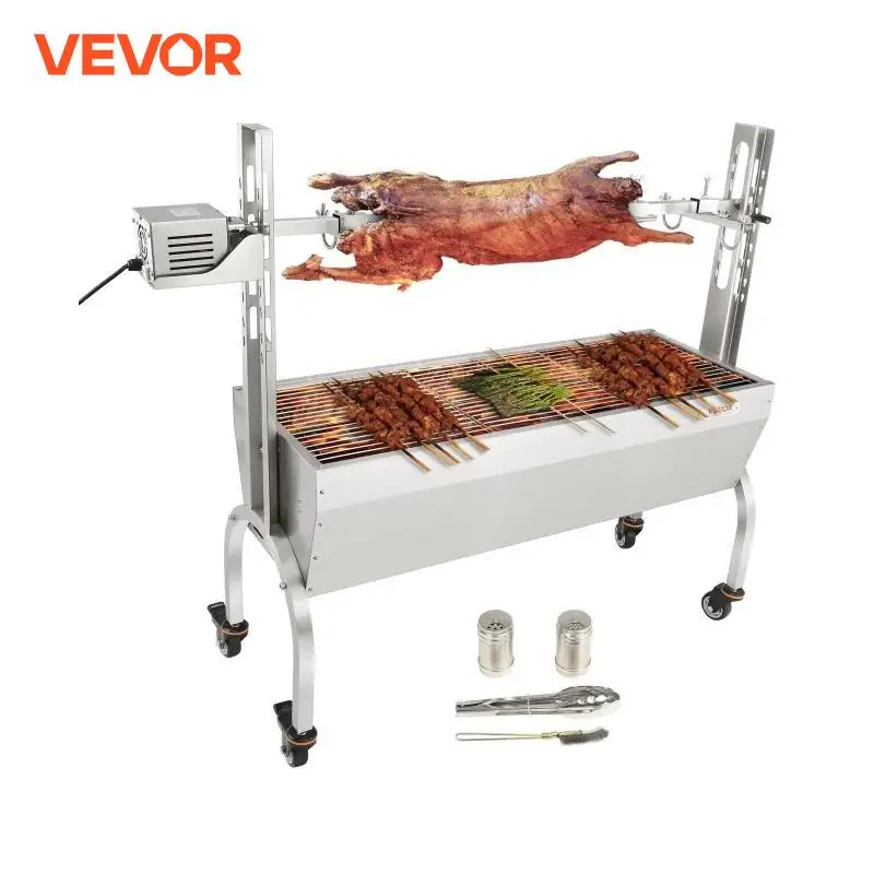 

VEVOR 46inch Stainless Steel Rotisserie Grill BBQ Whole Pig Lamb Goat Charcoal Spit Grill Electric BBQ Hog Rotisserie Roaster