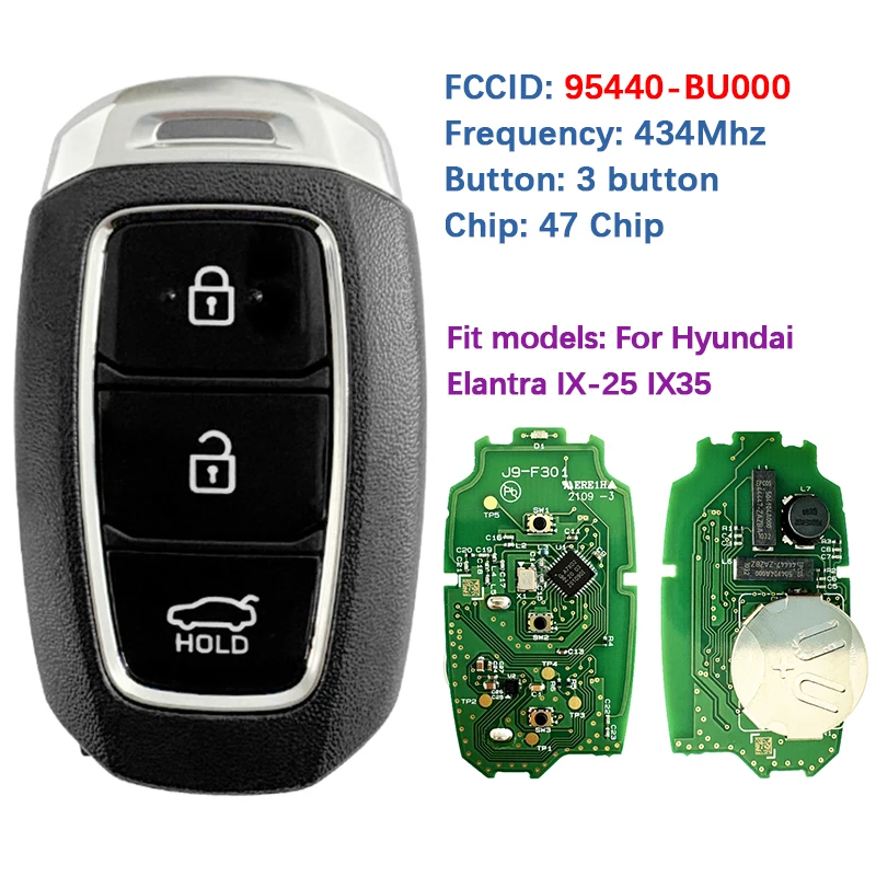 

CN020392 Original Smart Key Fob Keyless Go 47 Chip 433Mhz FCC 95440-BU000 For Hyundai Elantra IX-25 IX35