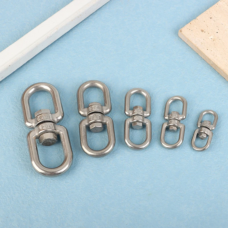 M4-M10 304 Stainless Steel Double Ended Swivel Eye Hook Ring Connector 8-ring Chain Buckle For Hanging Chair Swing Sand Bag