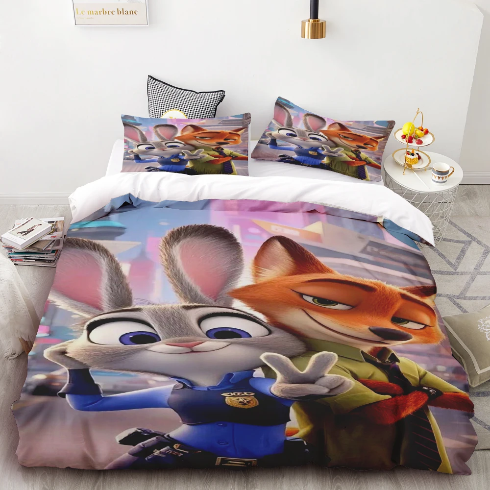 

Duvet Cover Set Cartoon Judy Hopps Nick Wilde Bedding Set Pillowcase best gifts boys girls Soft and comfortable Queen/King