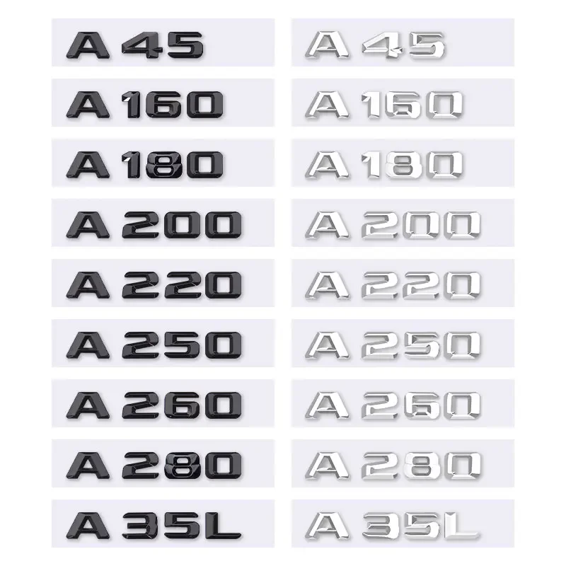 

A45 A160 A180 A200 A220 A250 A260 A280 A35L letter logo car sticker for mercedes benz A class refit rear boot label trunk badge