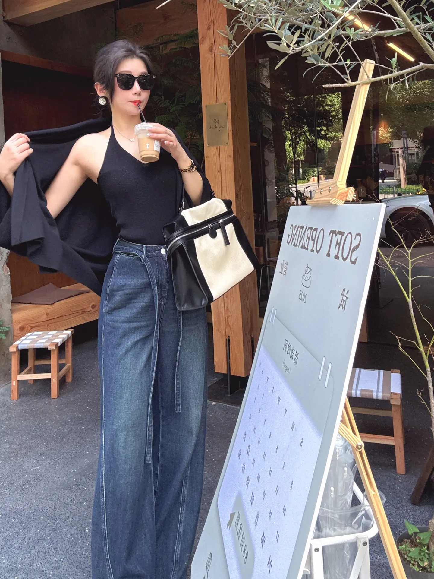 

Джинсы YANGXIAOJING с широкими штанинами, женские, с эффектом стройности, удлиненные, с поясом, осенние, новые, повседневные, из дышащего хлопка, синие