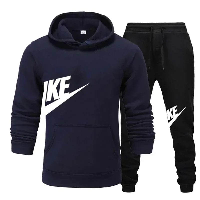 2024 Spring Brand Men Hoodies Sweatshirt+Sweatpants Suit Autumn Winter Warm Tracksuit Sets Men's Hooded Outwear