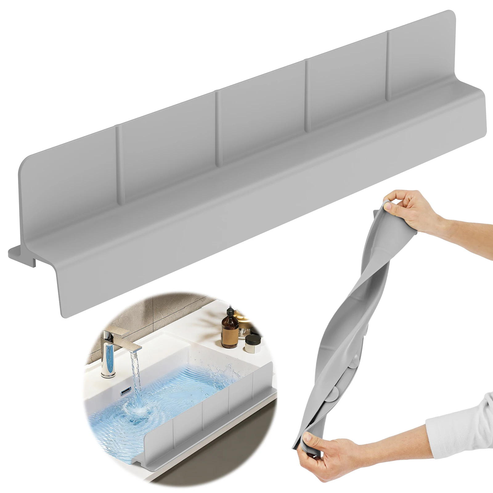 Slicone Sink Baffle Splash Guard With Suction Cups Non Slip Backsplash Protector for Kitchen Bathroom To Protect Clothes