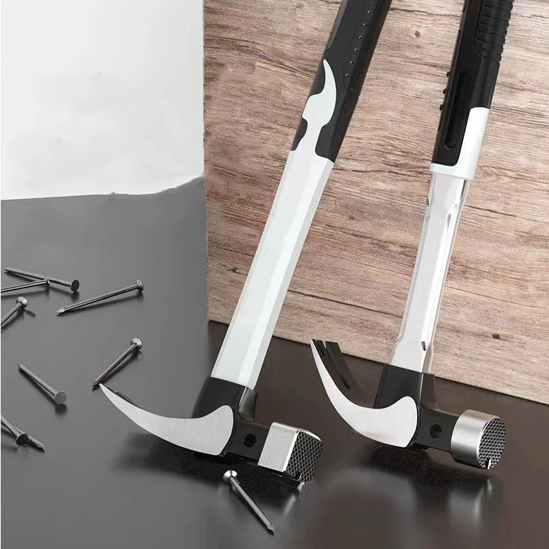 Claw Hammer Stainless Steel Long Handle Double Nail Groove Hammer Labor-Saving Anti-Skid Multifunctional Manual Tool