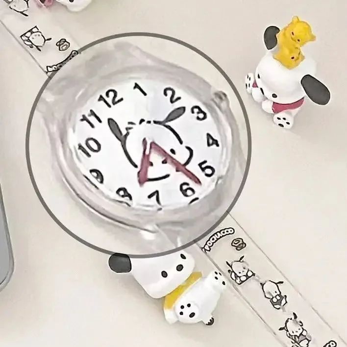 Kawaii Sanrio Hellokitty Pochacco Electronic Watch Cute Cartoon Girly Heart Hight Value Simple Student All Match Transparent