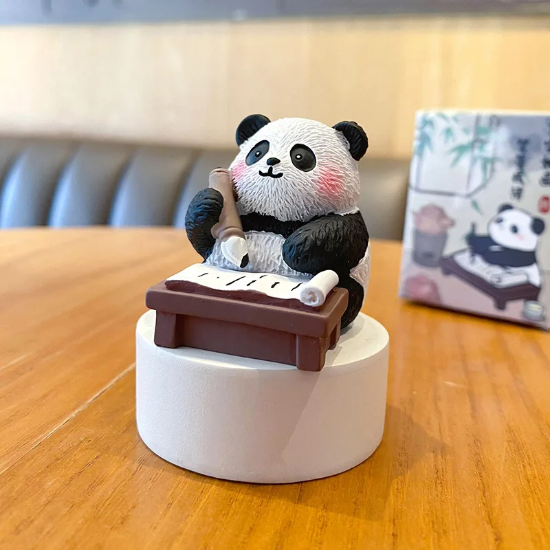 3pcsOriginal Chinese style Eight Ya Mao Influenza Panda Car Decoration Cute and Exquisite Resin Doll Desktop Decoration