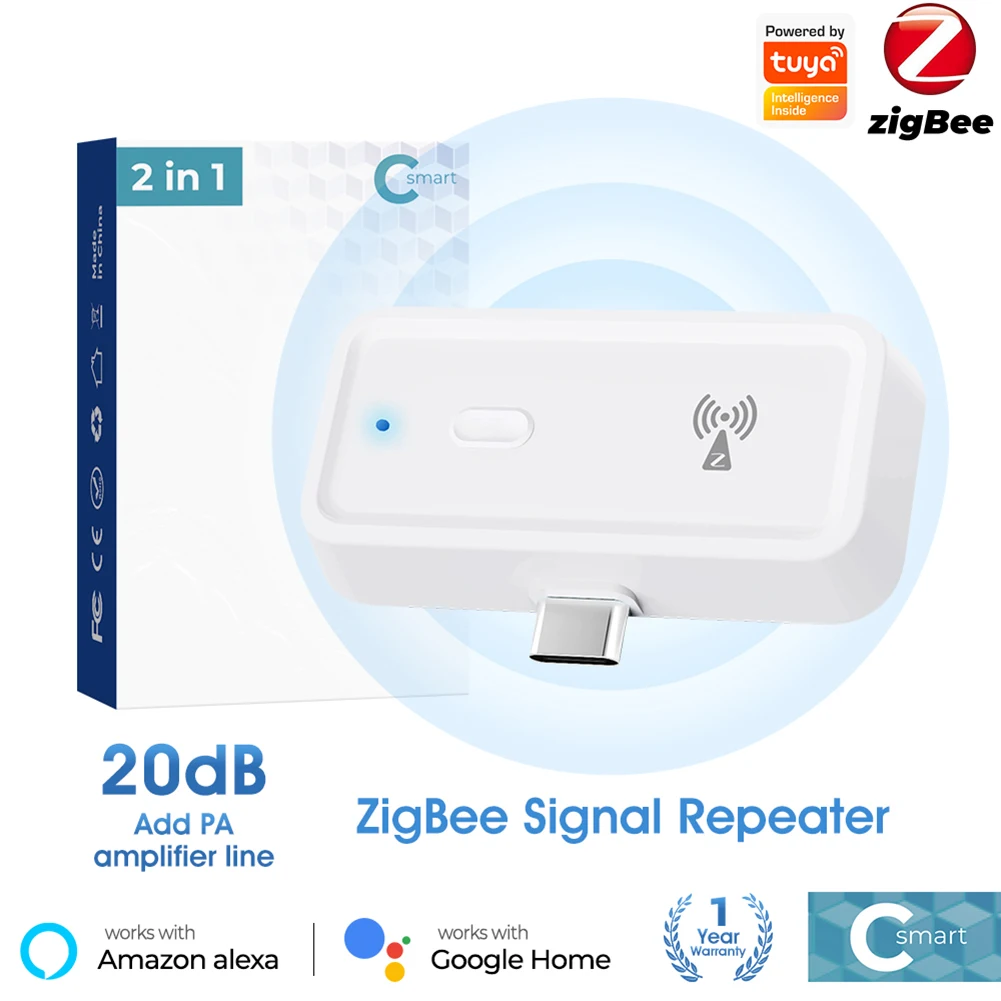 

ZigBee Signal Repeater Works with ZigBee Gateway Hub Type C Range Extender Work for Alexa Google Home Wireless Extender Repeater